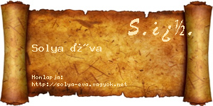 Solya Éva névjegykártya